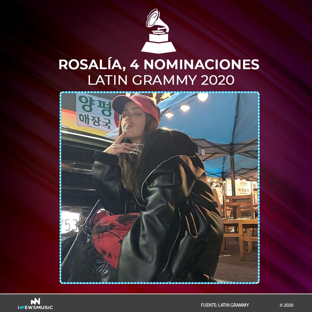 Rosal&iacute;a recibe 4 nominaciones en los Latin Gammys 2020