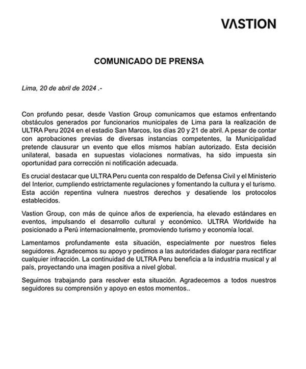 comunicado Vastion
